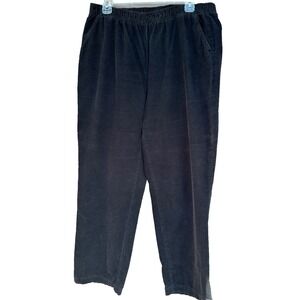 CC Hughes Corduroy Pants Womens L Flat Front Black Straight Leg Elastic Pull On